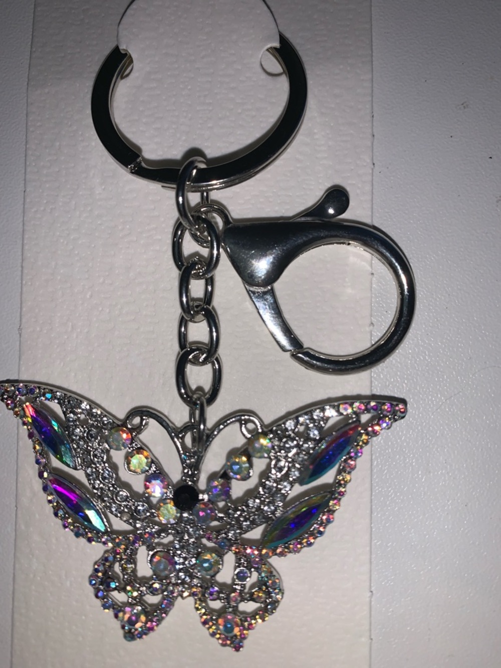 Aurora borealis Crystal Butterfly purse/bag charm Keychain
